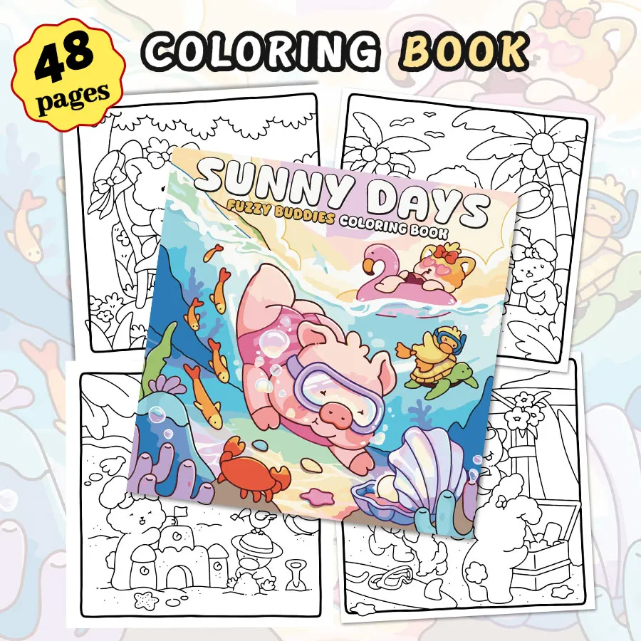 Fantasy world coloring book, bold and simple line design, adult relaxation, parent-child DIY fun, stimulate creativity