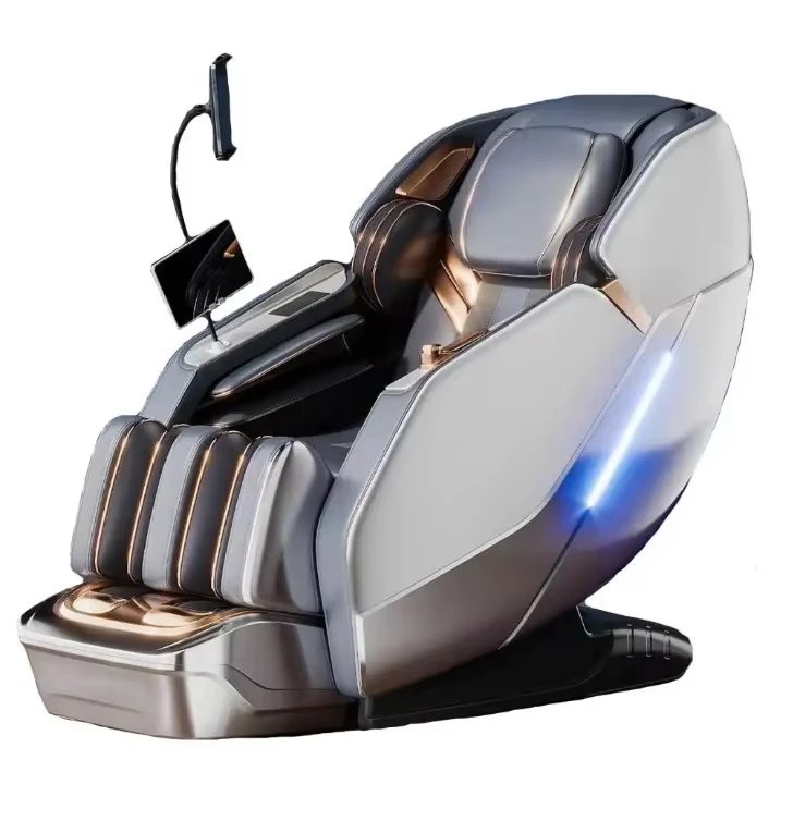 Home Use 4D Zero Gravity Smart Massage Chair Best Quality Leather with AI Music Shiatsu Foot Spa for Body Arm Leg Massage