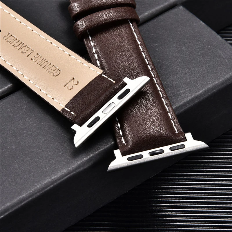 Casual Leather Watch Straps for Apple Watch Ultra 8 7 6 SE 5 4 3 Butterfly Steel Buckle Watchband 38/40/41mm 42/44/45/49mm