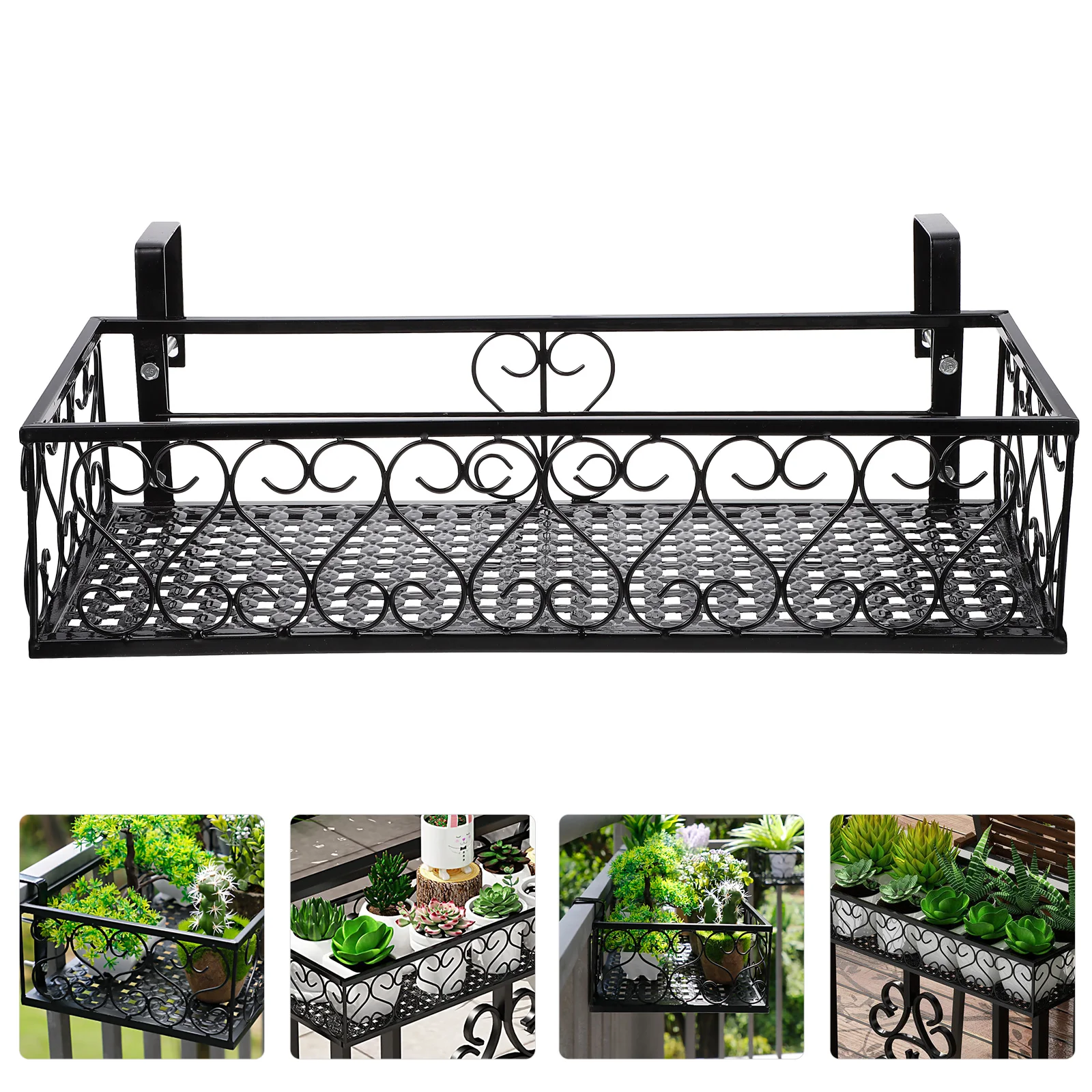 

Fence Balcony Flower Pot Holder Stand Decorations Outdoor Railing Plant Rack Hanging Flowerpot Shelf