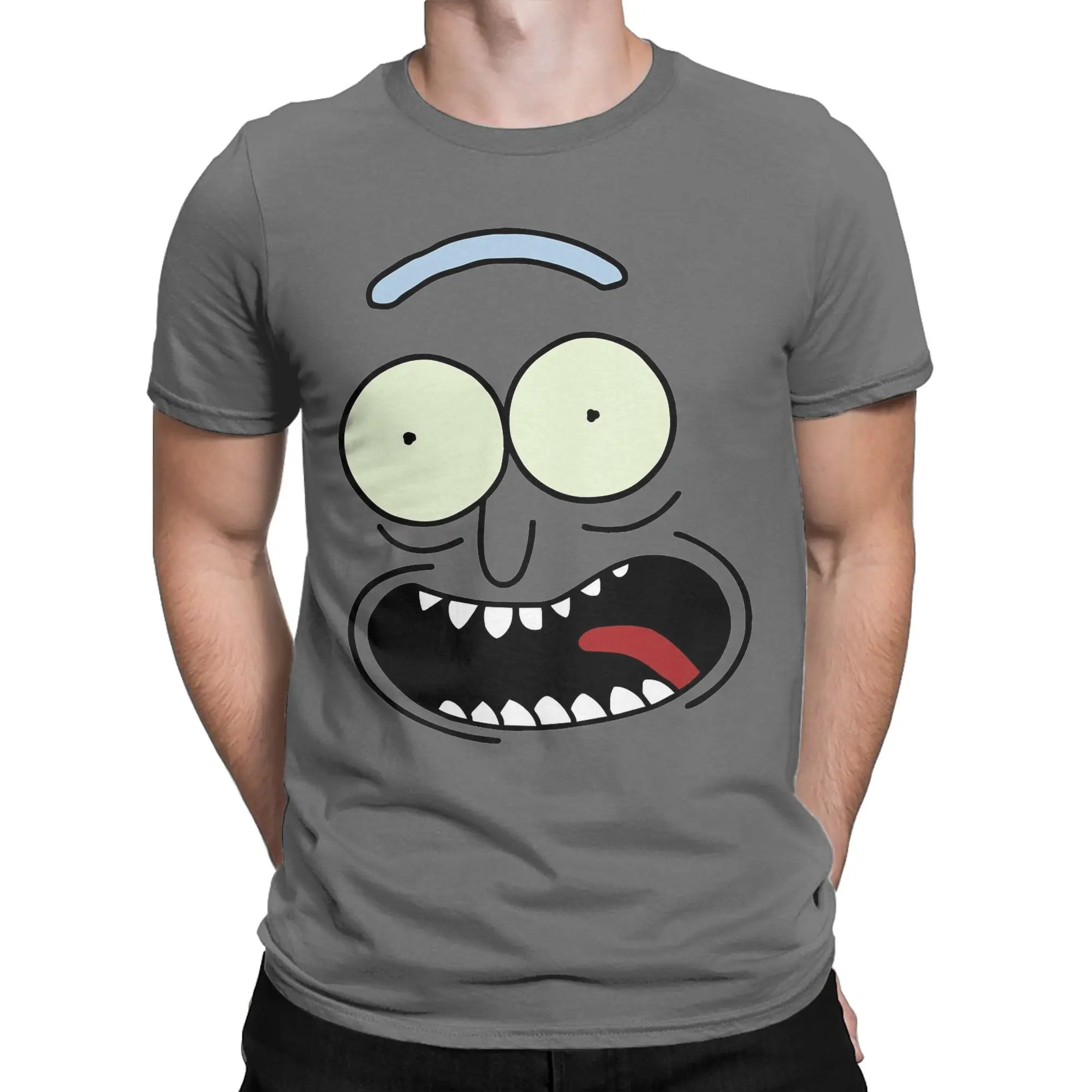 Pickle R-Ricks Face T-Shirts for Men  Vintage Cotton Tee Shirt Round Neck Short Sleeve T Shirt Gift Idea Clothing