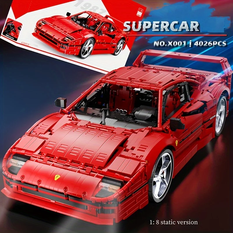 4026 pçs moc clássico carro esportivo série blocos de construção montado topo vermelho modelo carro esportivo jogo tijolo brinquedo presente do feriado