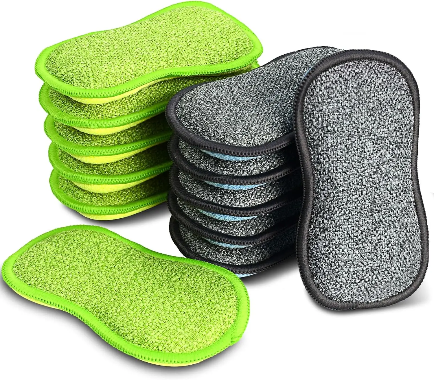 

12 Pack Multi-Purpose Scrub Sponges: Non-Scratch Microfiber & Heavy Duty Scouring for Kitchen, Dishes, Pots, Pans