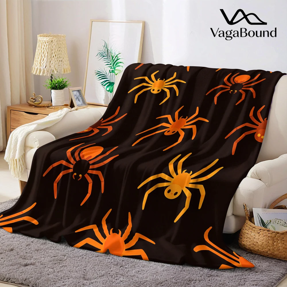 Cute Spiders Webs Flannel Blanket Warm Soft Halloween Christmas All-Season Couch Decorative Cozy Warm Gift