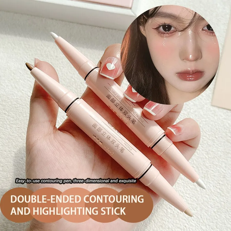 Facial Contour Three Dimensional Double Headed Pen Pearl Eyeshadow Stick Matte Concealer Pen Waterproof And Durable