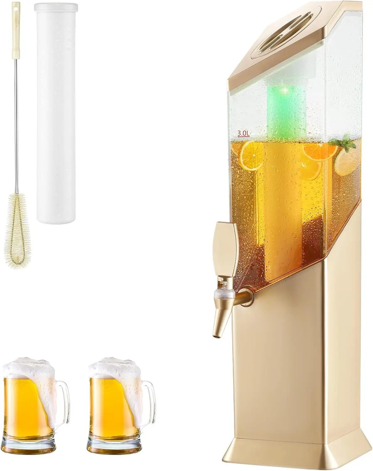 

Mimosa Tower, 3L/100oz Mimosa Tower Dispenser with Ice Tube and LED Light, Tabletop Beer Dispenser (Model 2)