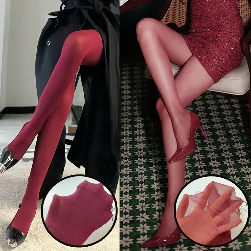 1/2Pcs Sexy Wine Red Stocking Women Girl Burgundy Thin Thick Elastic Tight Vintage Anti-Hooker Comfortable Pantyhose Accessory