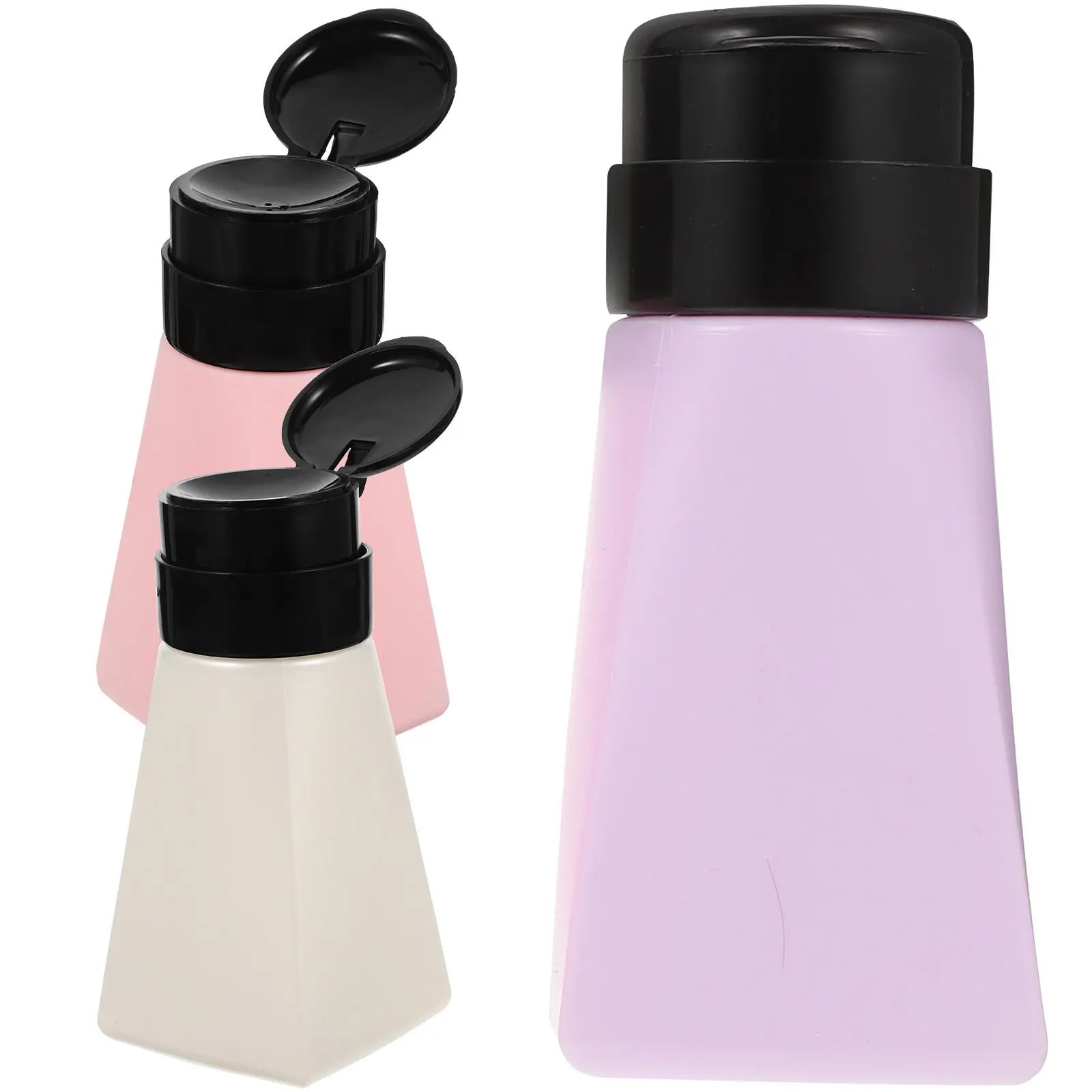3Pcs Push Down Empty Pump Bottles Premium PP Press Liquid Dispensers for Nail Remover Cosmetics Refillable Portable Bottles view 4