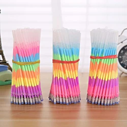 10 Refills + 2 Pen Sets 6 Colors Rainbow Gel Pen School Office Supplies Graffiti Mark Stationery Children Learning Stationery