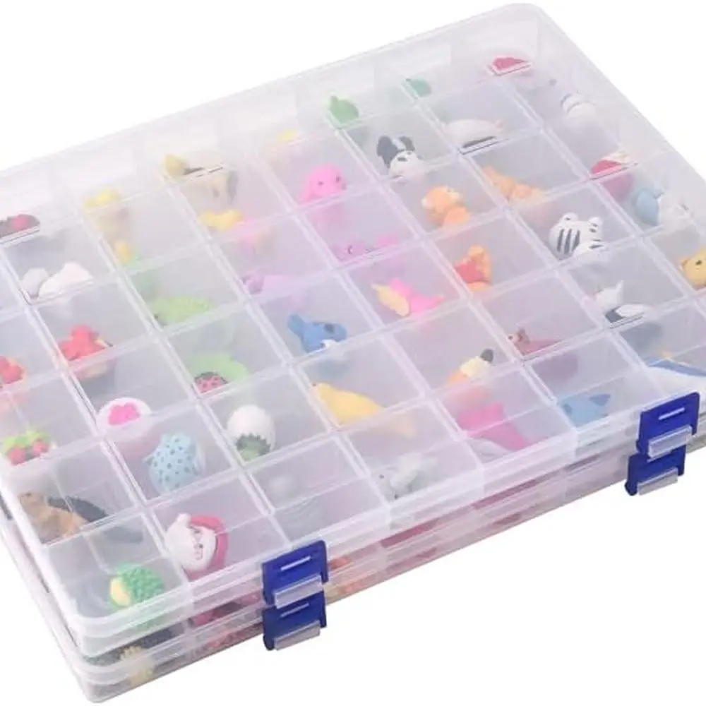 

2-Pack Clear Plastic Storage Boxes with 48 Grids for Beads, Buttons, Jewelry, and Small Craft Supplies