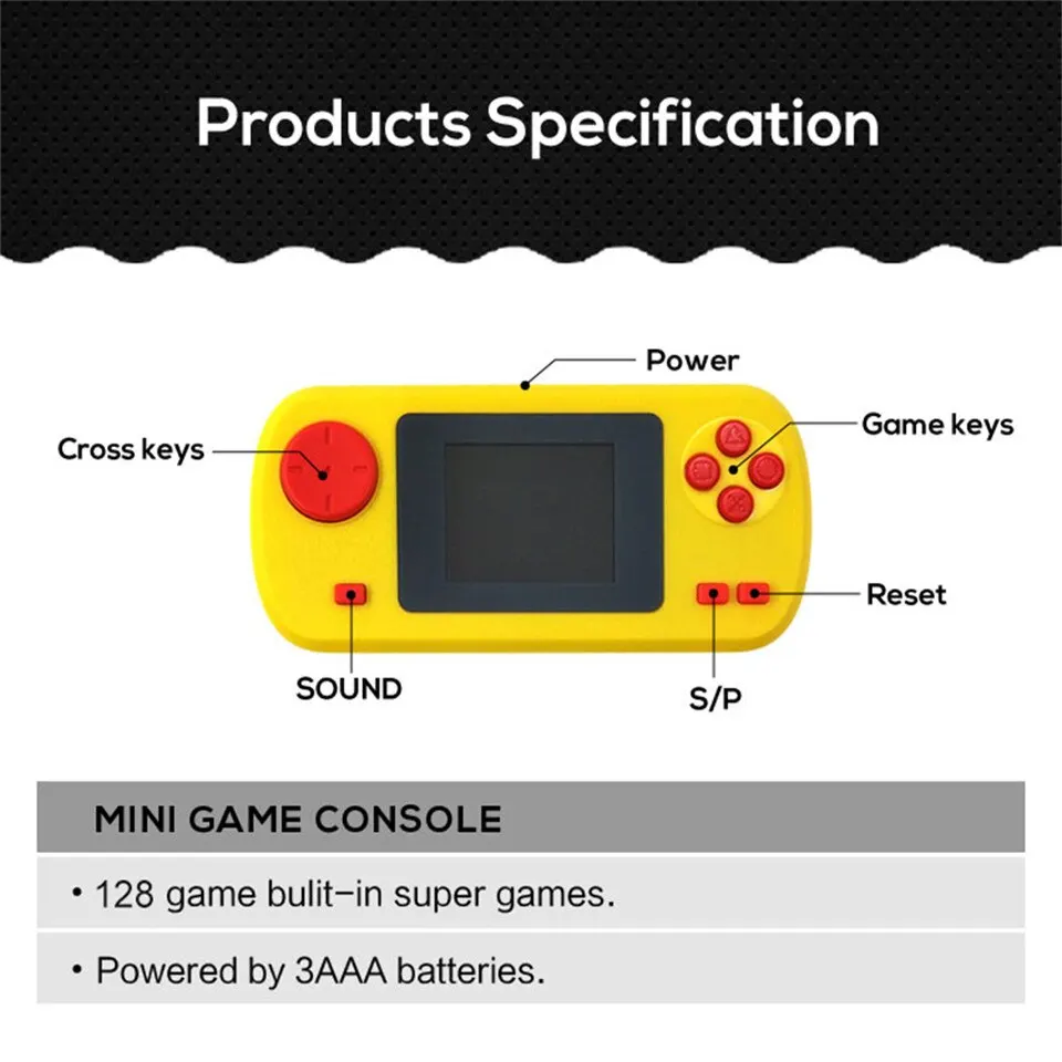 GAMINJA GC32 Mini lettore di giochi portatile TFT console Video con schermo a colori integrati 128 giochi a 8bit per bambini regalo di natale
