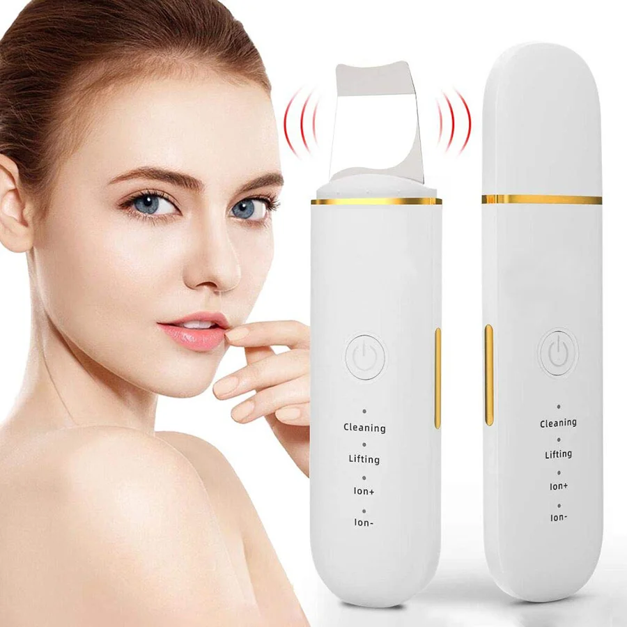Ultrasonic facial cleanser - USB rechargeable, vibrating facial scraping device that can remove blackheads, lift and tighten,