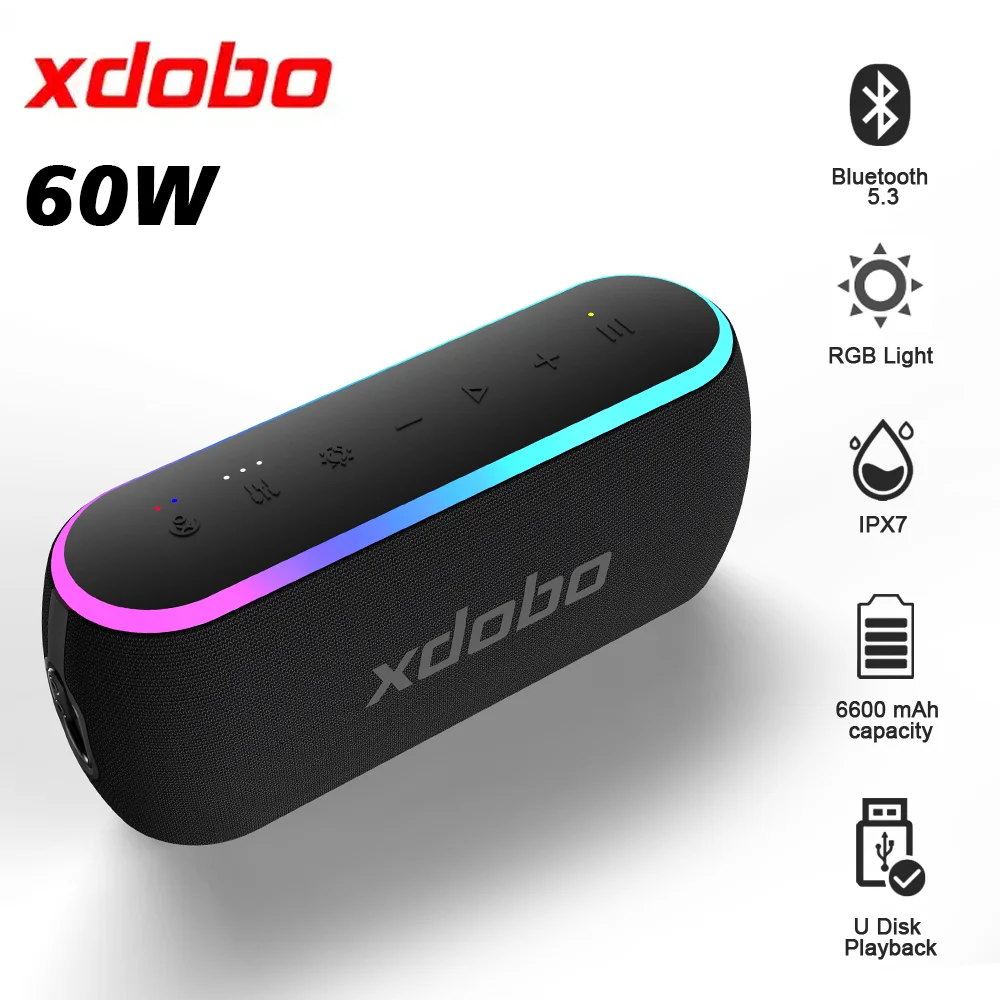 60w Xdobo X8 Iii Speaker Wireless Subwoofer Ipx7 6600mah Dual Bass Power Bank Outdoor Loudspeaker For Phone Tv