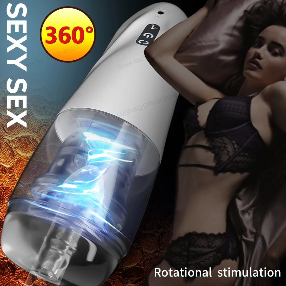 Male Masturbator Cup Automatic Rotation Pocket Pusssy Blowjob Silicone Vagina Sex Toy Adult Machine Masturbation for Men Tool