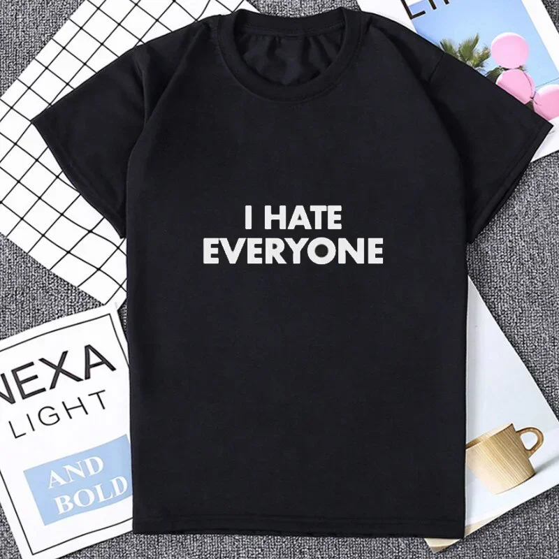 Fashion Hipster Streetwear Man T Shirt Loose Unique Tees Hot Sale Sugarbaby I Hate Everyone Short Sleeve Summer T-Shirt