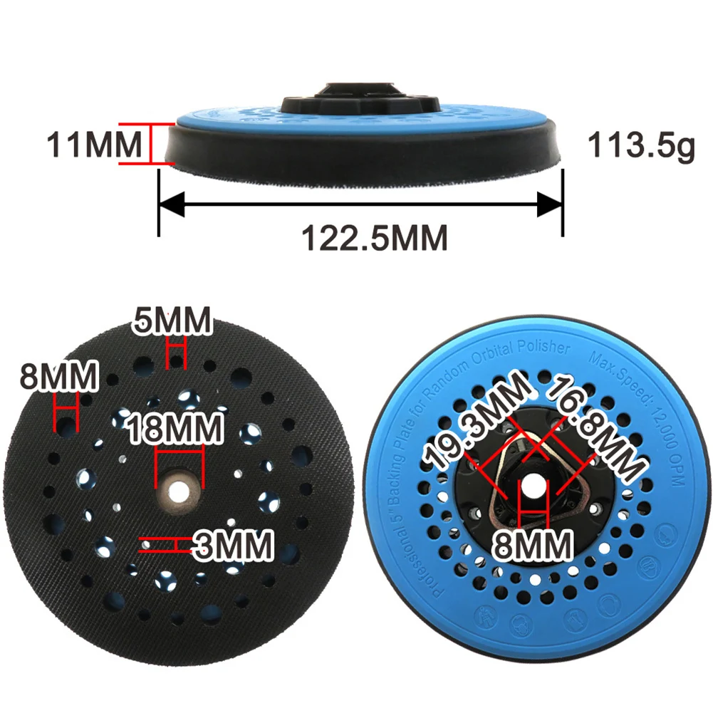1 قطعة 49 ثقوب الرملي الوسادة 5 بوصة 125 مللي متر 12,000 دورة في الدقيقة دعم الوسادة بولي PU لالجزء من ساندرز المدارية أداة السلطة الملحقات #2
