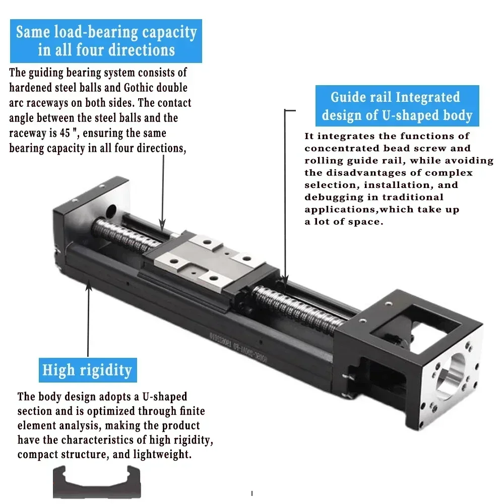 High Precision Ball Screw Sliding table KK60 Linear Moving Module 60mm-510mm Stroke Repeatability 0.01mm Industrial Robot Guide