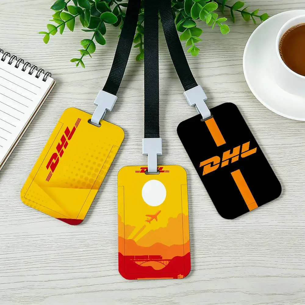 Fashion D-DHL Card Holder Employee Card Cover Lanyard Work Business ID Badge Holder Name Tag Cards Case