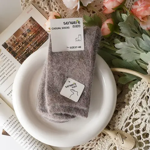 Sock Leisure Ankle Crew Fuzzy Autumn Winter Rabbit Fur Women mid-calf Thickened Warm Soft Wool Socks 8W96 - Image 22