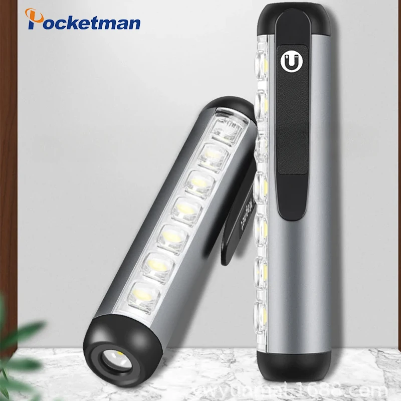 

1/2 PCS Powerful LED Flashlight USB Rechargeable Flashlights Portable Torch with Magnetic Base Emergency Light COB Work Lights
