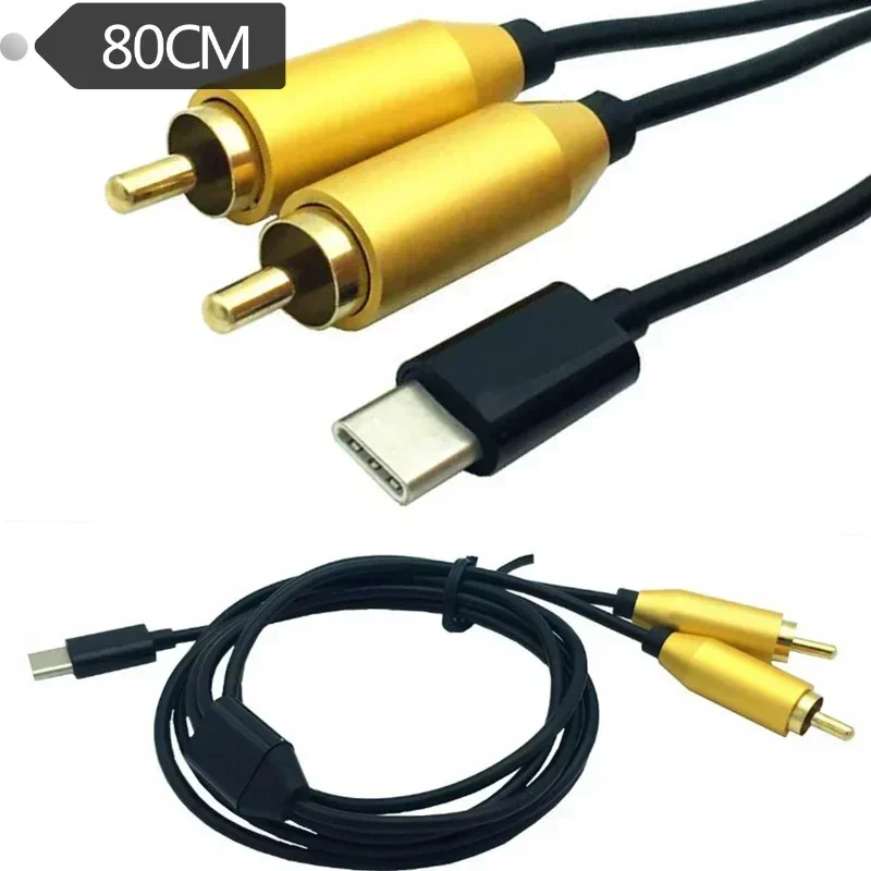 Кабель-переходник с USB C на 2 штекера с двумя RCA разъемами