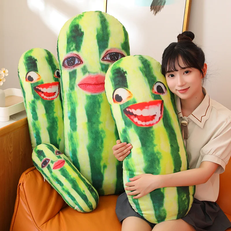 مضحك الخيار الأخضر أفخم وسادة طويلة محشوة الفاكهة بلوشي Peluche النوم الساق دعم أريكة كرسي السرير ديكور الحاضر #6