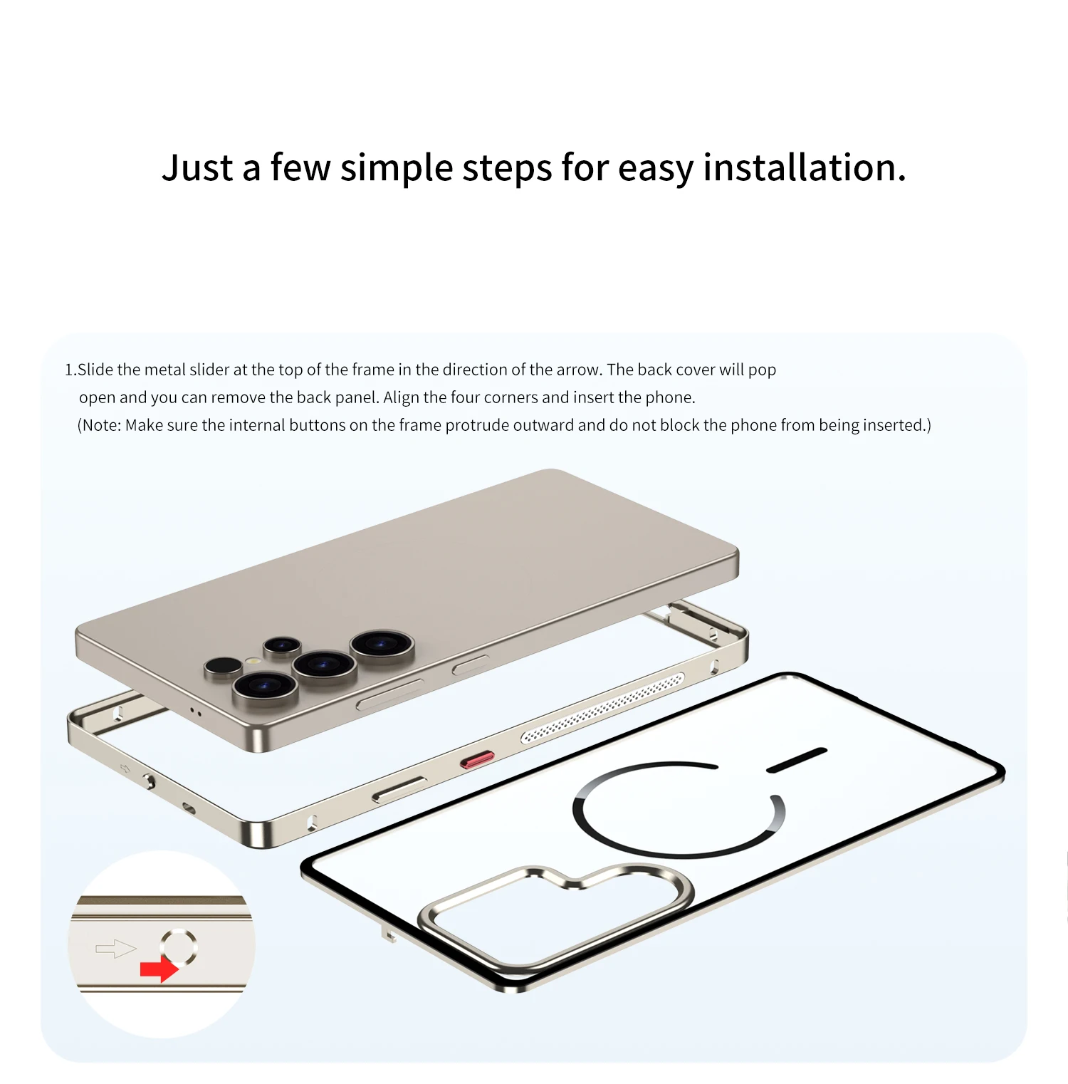 Für Samsung Galaxy S26 Plus S25 S24 S23 Ultra Mattierte Handyhülle Metallrahmen Abnehmbar Für Magsafe Schnalle Aluminiumlegierung Hülle – Detail 14
