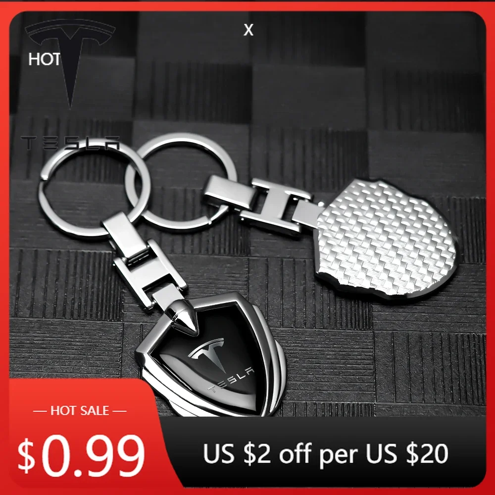 

Car Sticker 2025 Hot 1/2pcs Metal Alloy Logo Car Keychain For Tesla Model 3 Y S X 2017-2023 Roadster SpaceX Invader Coil Mod Key