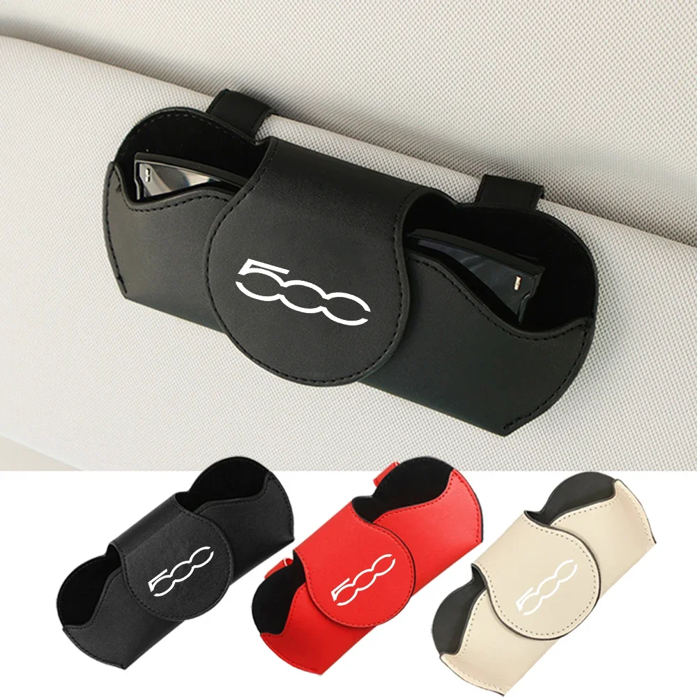 Car Sun Visor Sunglasses Case Clip Hanger Magnetic Fastener Eyeglasses Storage Box for Fiat 500 For Abarth Stilo Punto TIPO 500L