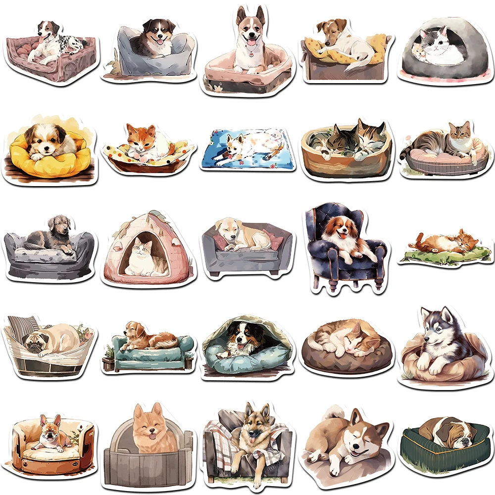 10/30/50pcs Cute Pet Animal Dog Cat Stickers Funny Cartoon Decals Laptop Notebook Phone Fridge Aesthetic Decoration Sticker Toys