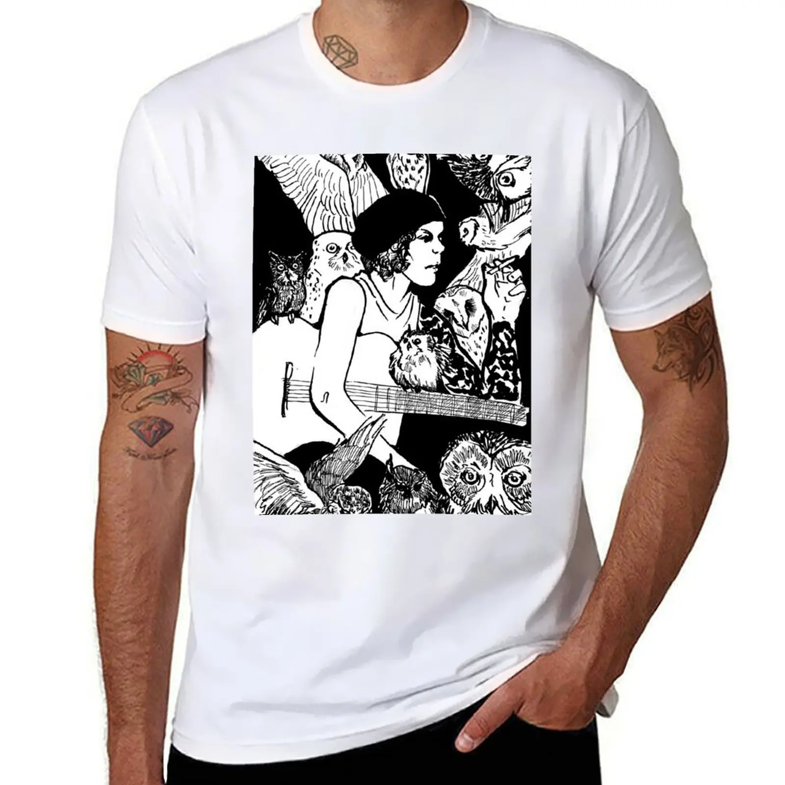 

Ville Valo - guitar - owls T-Shirt funny t shirts cotton anime t shirts oversize T-Shirt