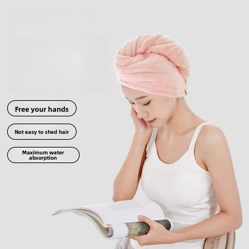 Women Hair Drying Towel Super Absorbent Cute Quick Dry Wrap Single Layer Thickened Bath Cap Turban Hair Towel for Women