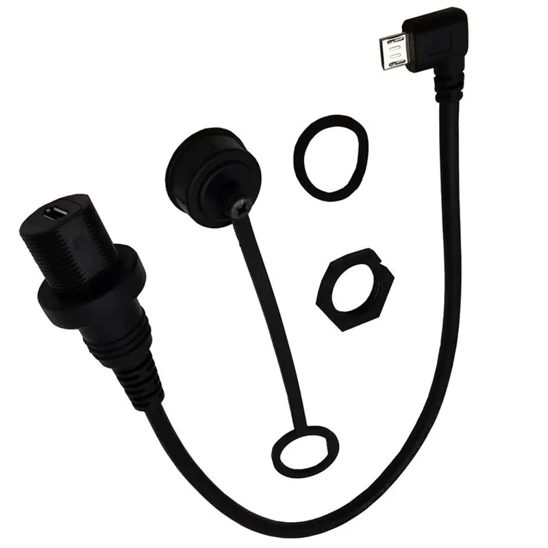 0.3m Waterproof Line Car Yacht Motorcycle Instrument Panel Micro 5P Extension Cable Data Charging Adapter Cable Male to Female