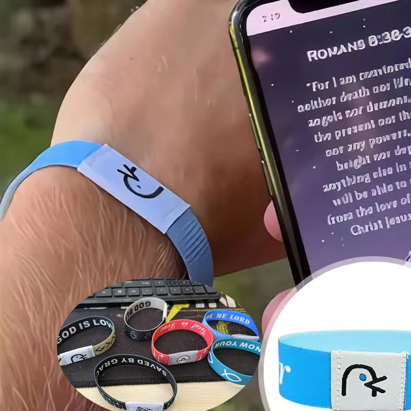 1Pc Bible Verse NFC Bracelet Daily Bible Verse Bracelets Wearable for Women Men Christian Daily Bible Verse Bracelet Jewelry
