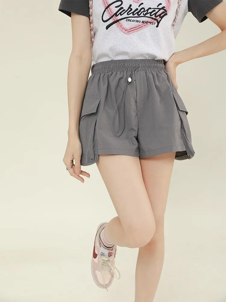 

Шорты женские, уличная мода, темперамент, американские прямые брюки, однотонные, офисные, женские, шикарные, элегантные брюки