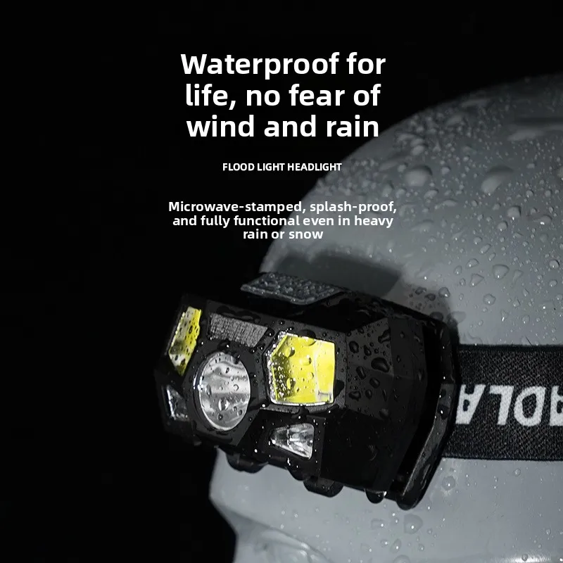 Strong Light COB Headlight Wave Induction Rechargeable Outdoor Cycling Running Light High Brightness USB Charging Front Lamp