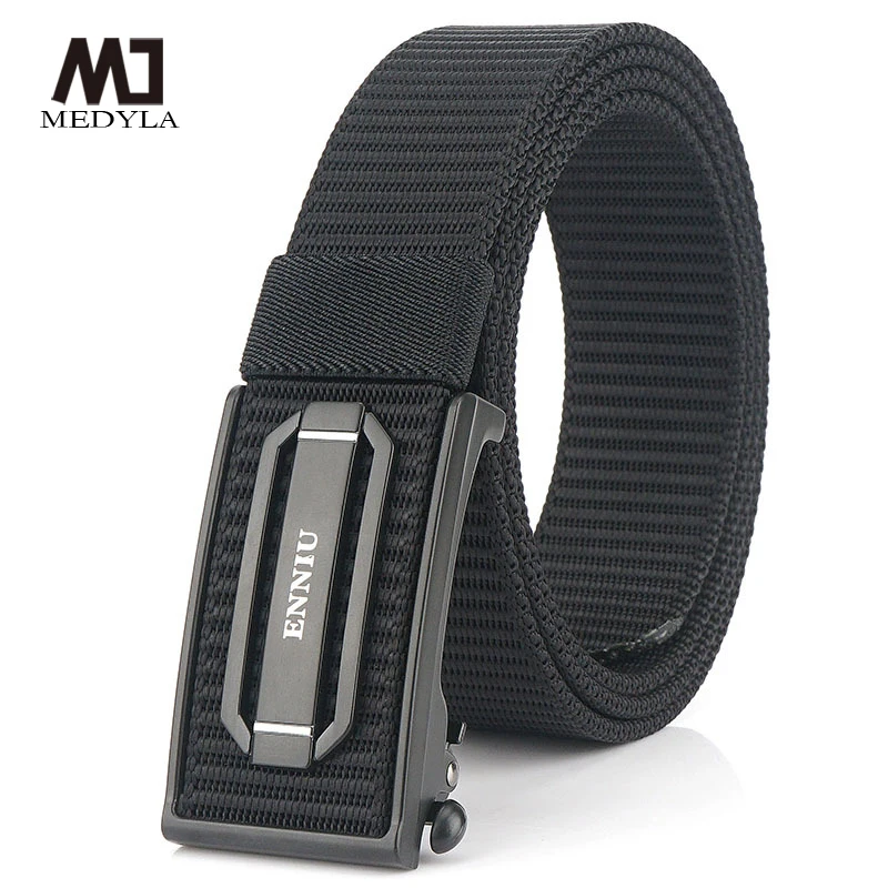 

MEDYLA Tactical Belt Automatic Buckle Nylon Military Belt Outdoor Metal Buckle Men's Casual Belt High Quality