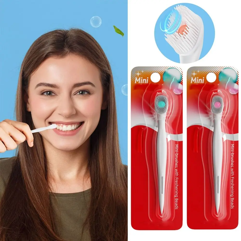 with Freshening Bead Mini Travel Toothbrush Oral Hygiene Care Disposable Prepasted Toothbrush Portable Peach Flavor