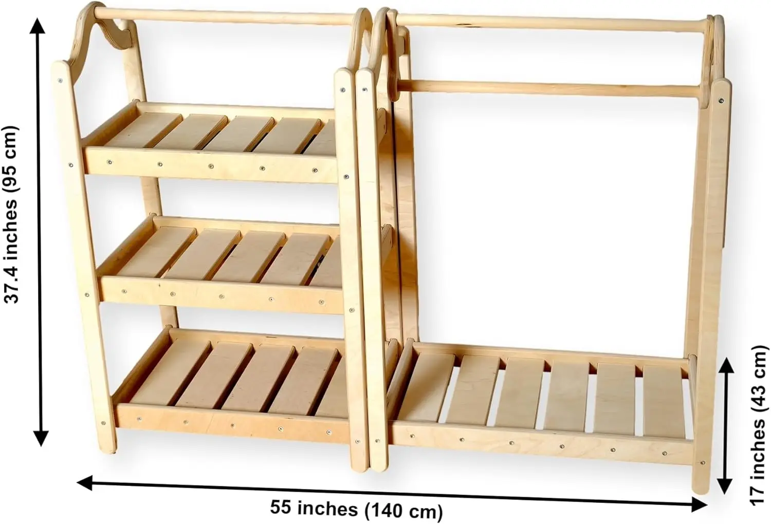 Clothing Rack and Wardrobe Set  Premium Kids Wood Furniture  Toddler Wardrobe Set Toddler Wardrobe and Dress Up Station  Ch