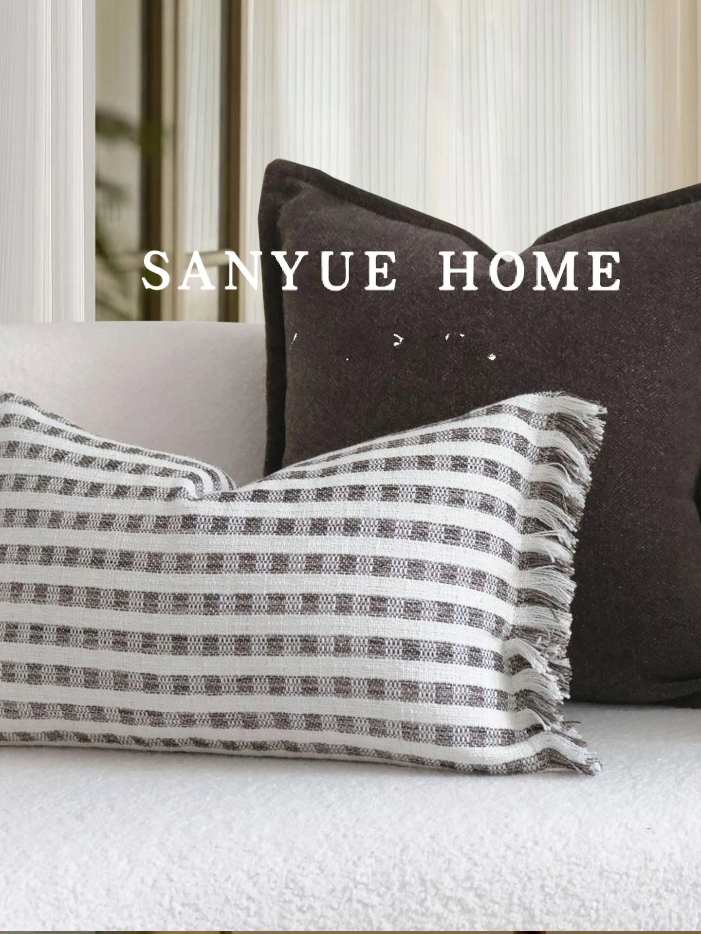 

Coffee Brown Vintage Sofa Pillow Living Room Sample Room Hotel Tassel Waist Pillow Square Pillow Customizable