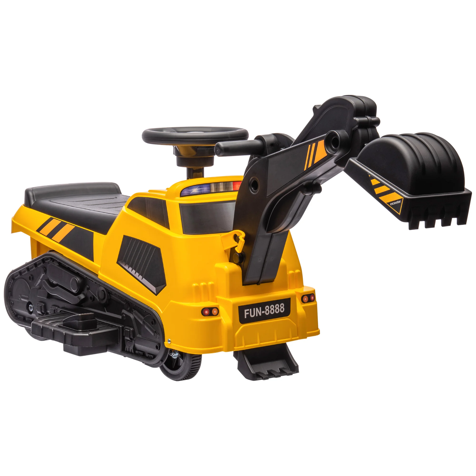 HOMCOM + 18-month Children Electric Excavator Tractor 3 in 1 Child Vehicle with 6V Battery Spade and Rammer Load 25 kg 100x43x48,5 cm Black and Yellow