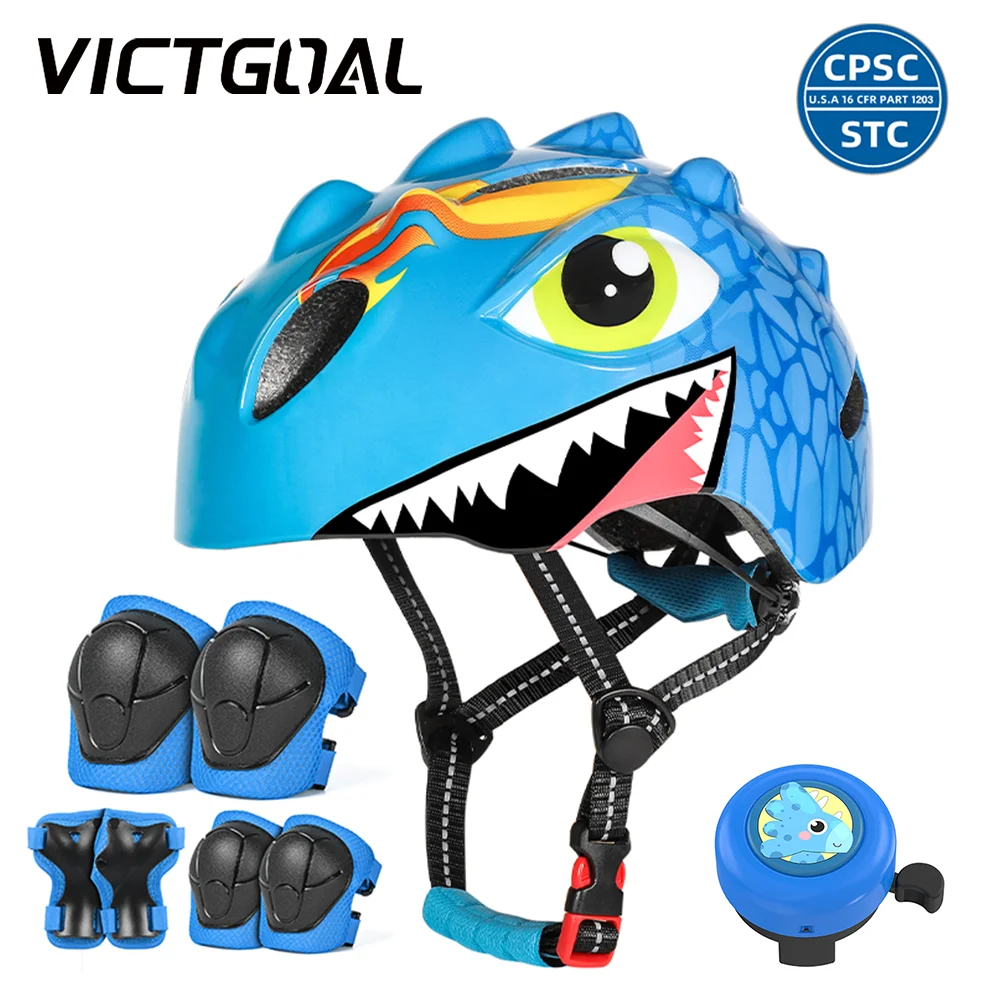 

VICTGOAL Kids Bicycle Helmet Bike Bell Knee Elbow Wrist Pads for Child Balance Bike Roller Skating Cycling Protection Gear Set