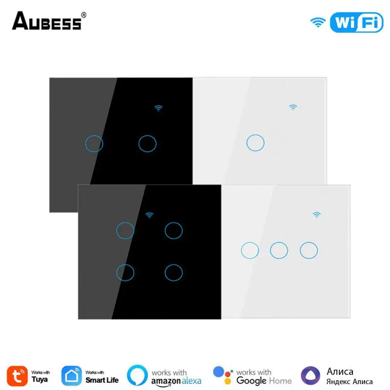 Aubess WiFi Smart Switch No Need Neutral/Neutral Wire EU/US Smart Light Switch Tuya Smart Life Control Support Alexa Google Home