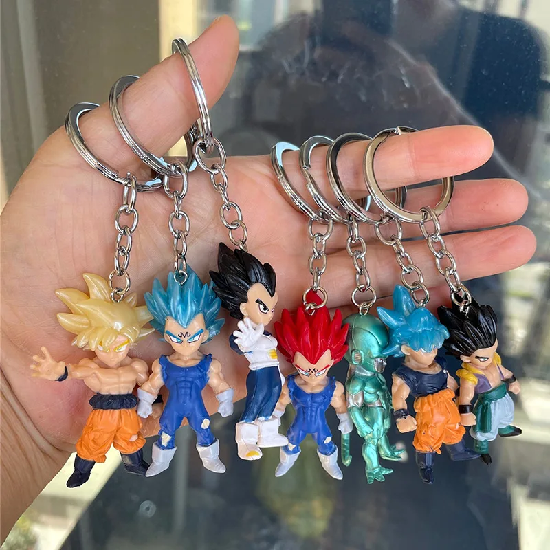 LLavero de figura de Dragon Ball de Anime para niños, modelo de PVC de Son Goku, Vegeta, freezer, Adorable colgante, decoración, regalos de juguete de moda caliente, 21 piezas por juego