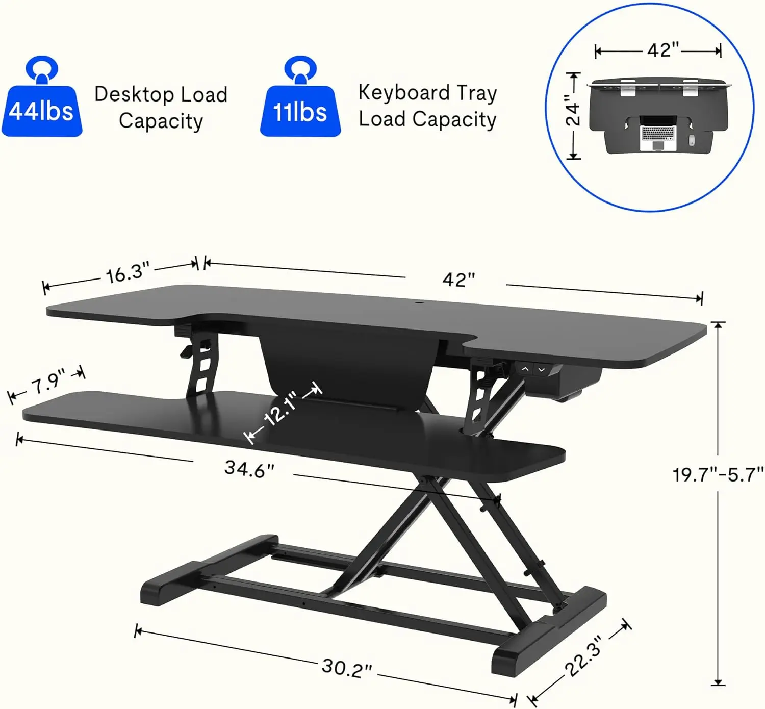 Electric Standing Desk Converter 42