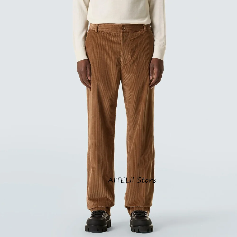 

Рабочие брюки для мужчин, классические мужские брюки с прямыми штанинами, стильные винтажные повседневные брюки из вельветовой ткани, брюки, одежда пошив