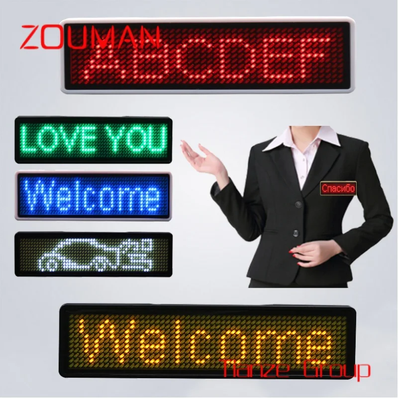 Custom , Free sample App Control Programmable Small LED Display Screen Electronic Led Name Tag LED Name Badge