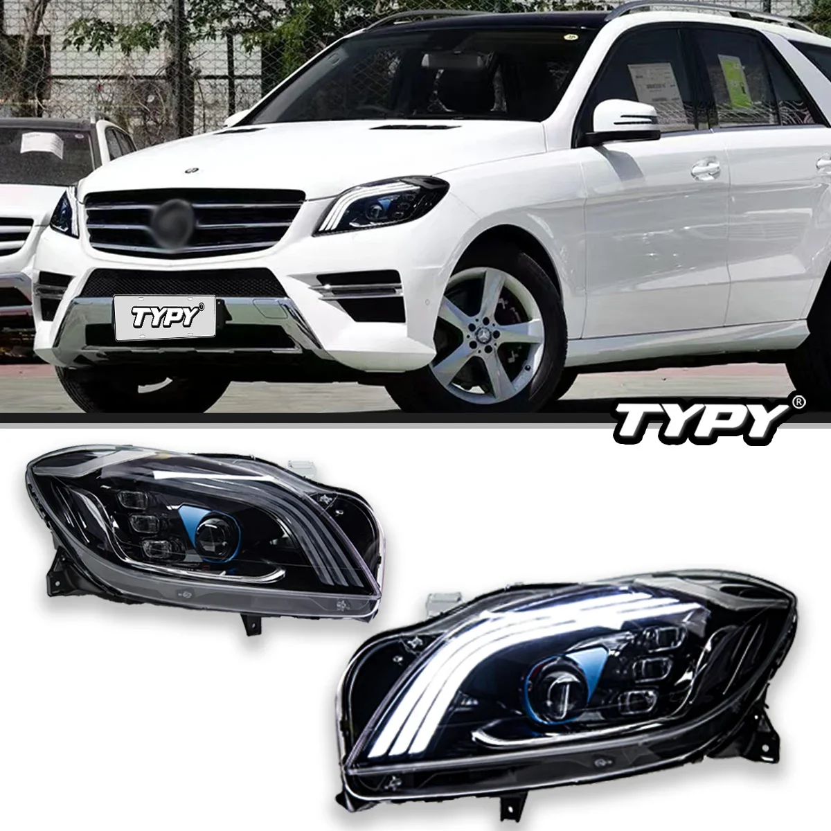 

Автомобильные фары TYPY для Benz ML W164, фары 2012-2015, светодиодные фары для проектора, дневные ходовые огни, автомобильные аксессуары
