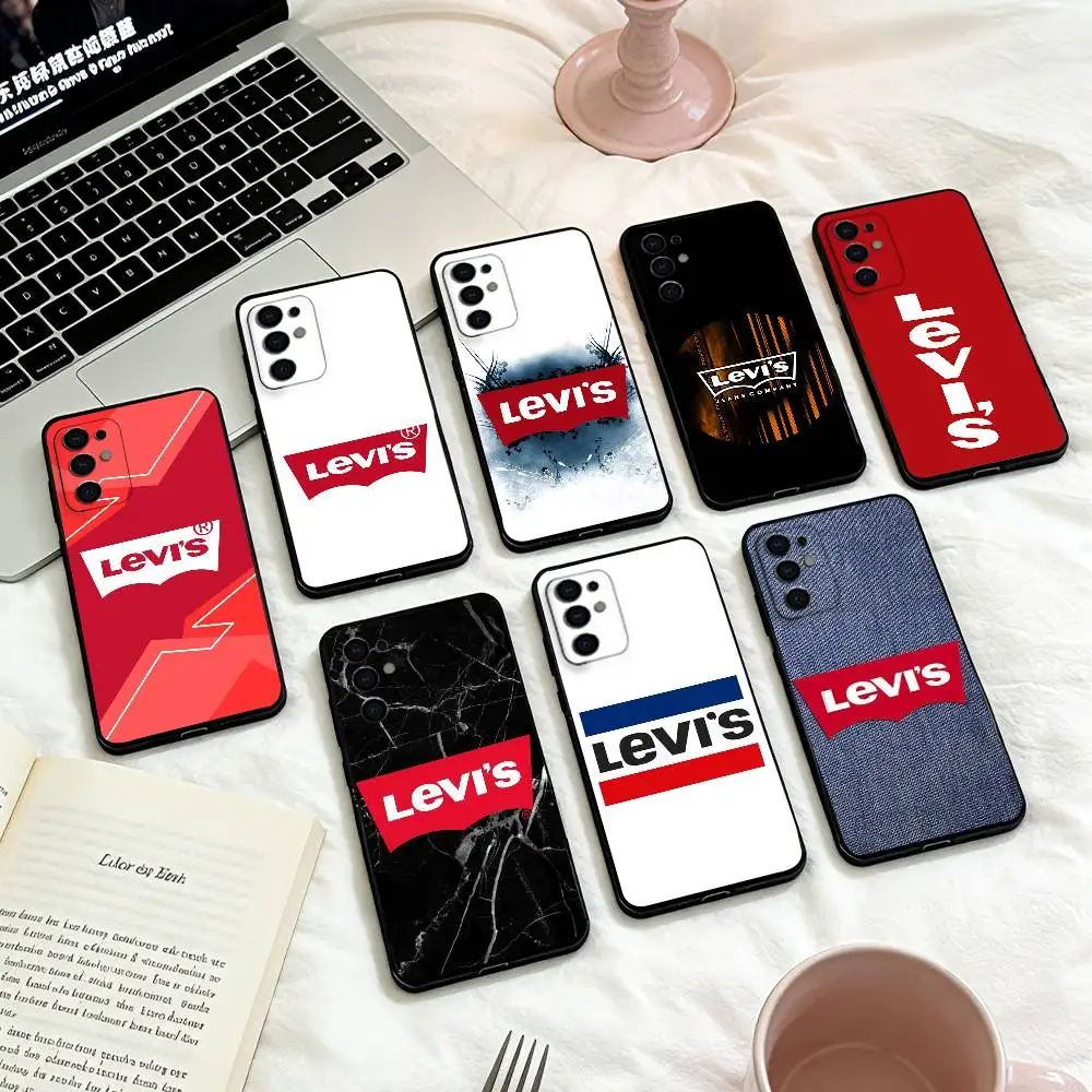 Funda para Teléfono L-Levis-s C-COOL para Samsung S 25,24,23,22,30,21,10,9,Ultra,Plus,Lite,FE,4,5 G, Negra Suave