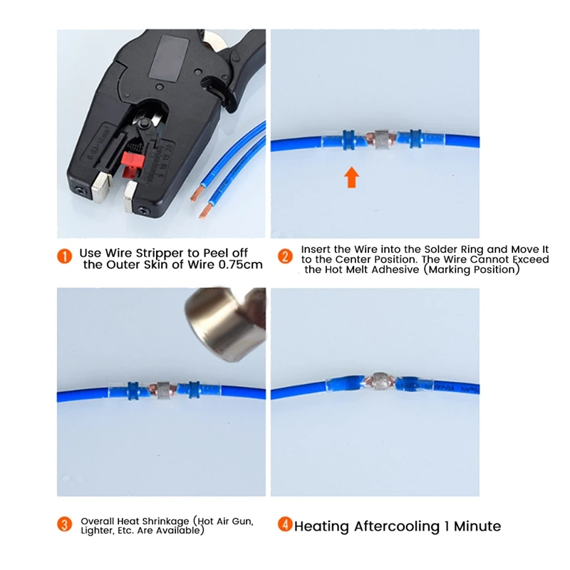 800 Stuks Soldeerzegel Draad Connector-Warmte Krimpen Soldeer Butt Connector Vertind Auto Marine Boot Crimp